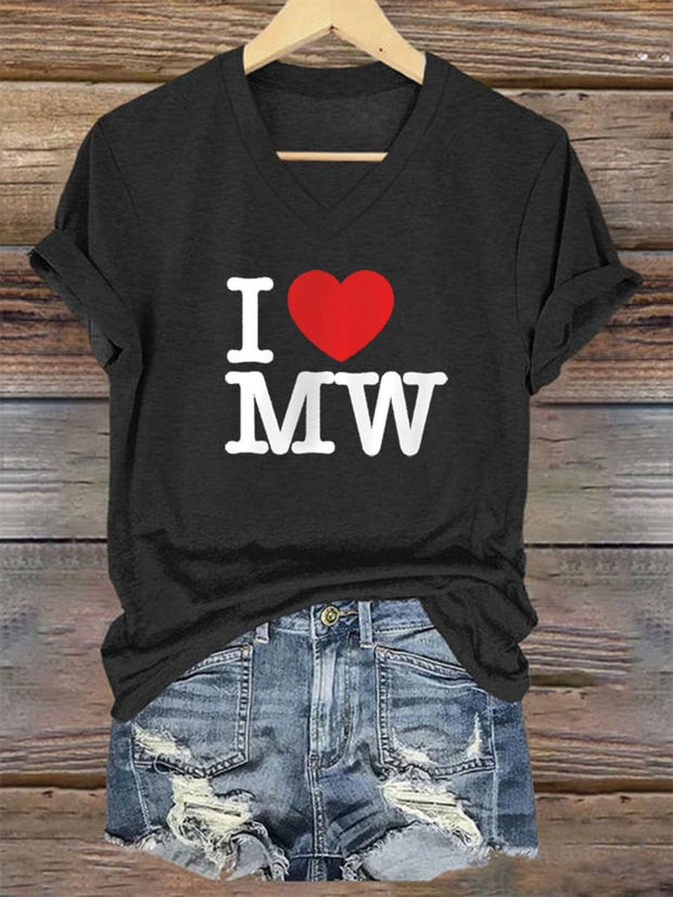 Morgan Wallen Merch I Love Mw V-Neck Shirt Best Gifts For Best Friends