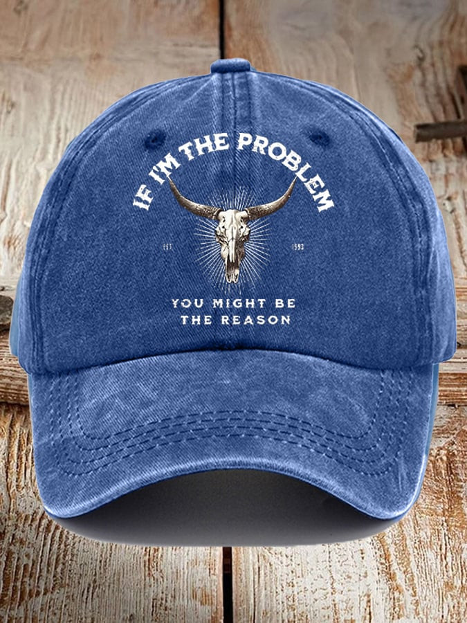 Morgan Wallen Merch If I'm The Problem Hat Longhorn Skull Cap Gifts For Enthusiasts