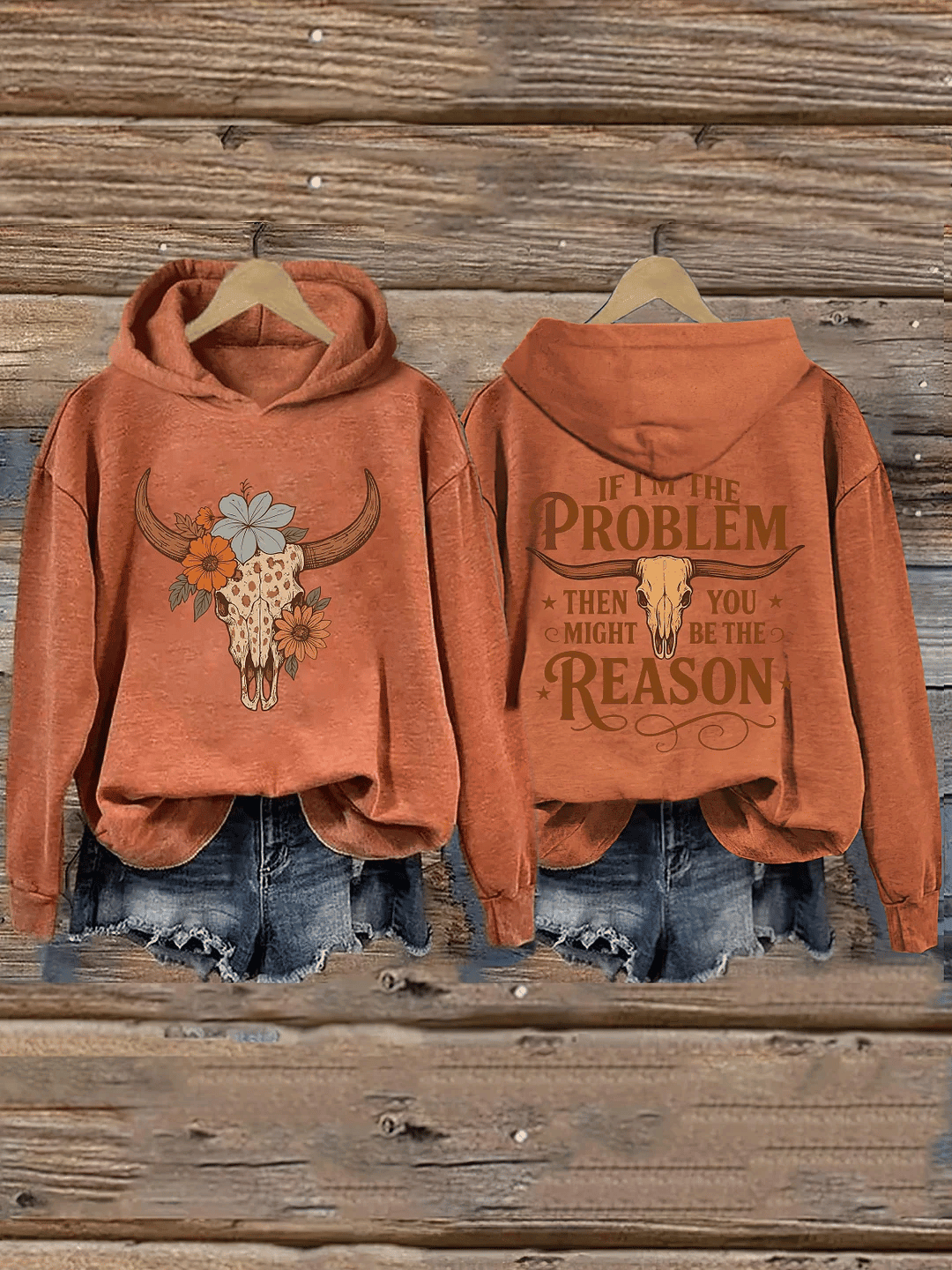 Morgan Wallen Merch If I'm The Problem Hoodie Longhorn Bull Skull Hoodie Gift For Her