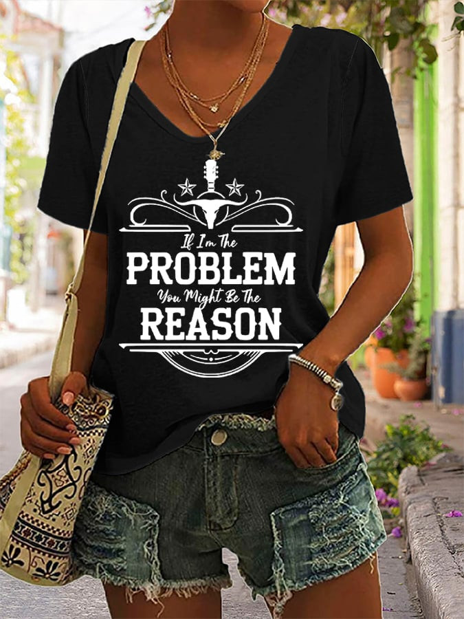 Morgan Wallen Merch If I'm The Problem V-Neck Shirt Fantastic Gifts For Women