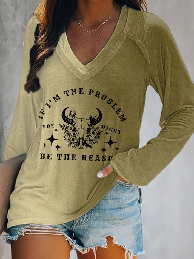 Morgan Wallen Merch If I'm The Problem You Might Be The Reason V-Neck Long Sleeve Music Clothing