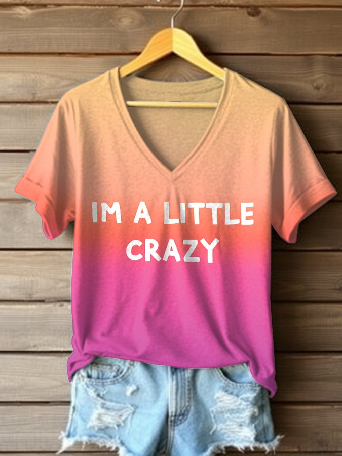Morgan Wallen Merch I'm A Little Crazy V-Neck Shirt Music Lyrics Shirt Gifts For Sisters