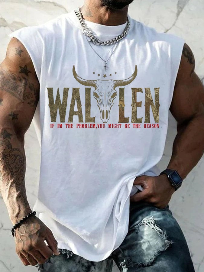Morgan Wallen Merch I'm The Problem Tank Top Horn Skull Graphic Clothes Gift For Men