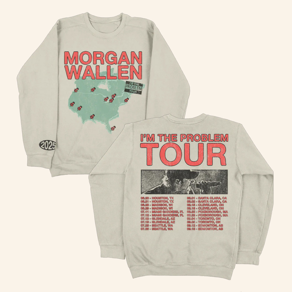 Morgan Wallen Merch I'm The Problem Tour Crewneck Sweatshirt Cool Gifts For Music Lovers