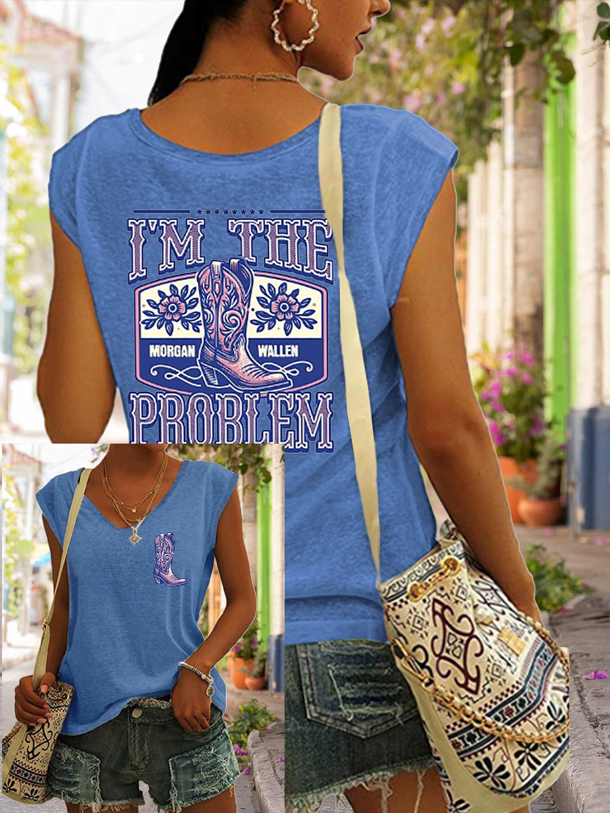 Morgan Wallen Merch I'm The Problem V-Neck Shirt Trendy Fashion Unique Gifts