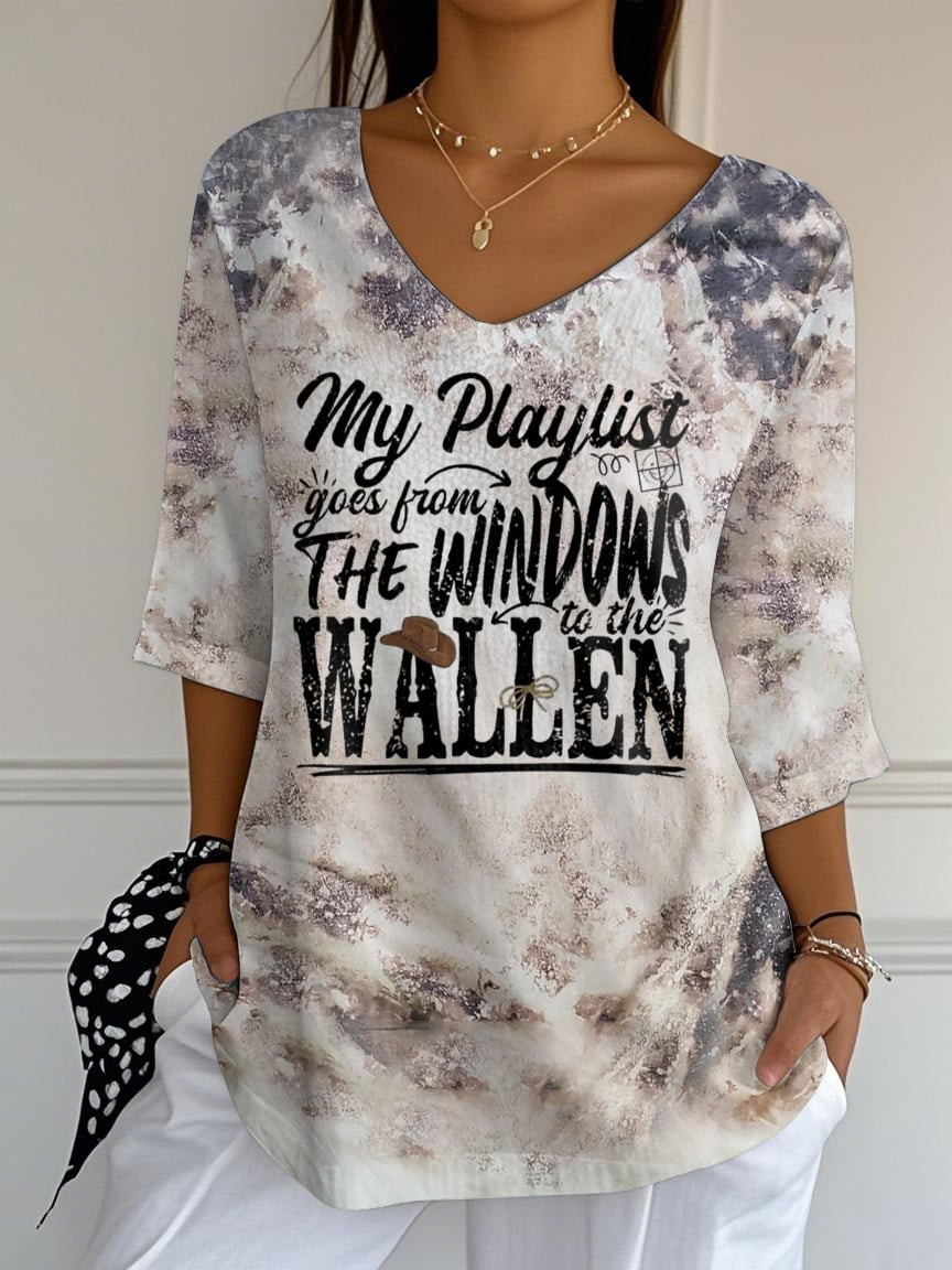 Morgan Wallen Merch My Playlist Goes From The Wallen V-Neck Long Music Apparel Presents