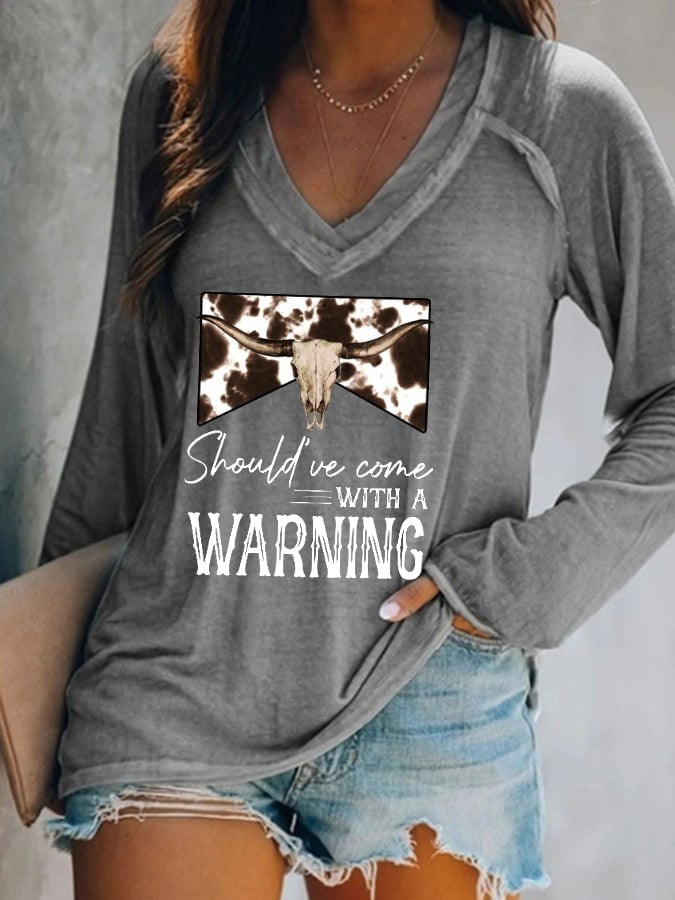 Morgan Wallen Merch Should've Come With A Warning V-Neck Long Sleeve Presents For Friends