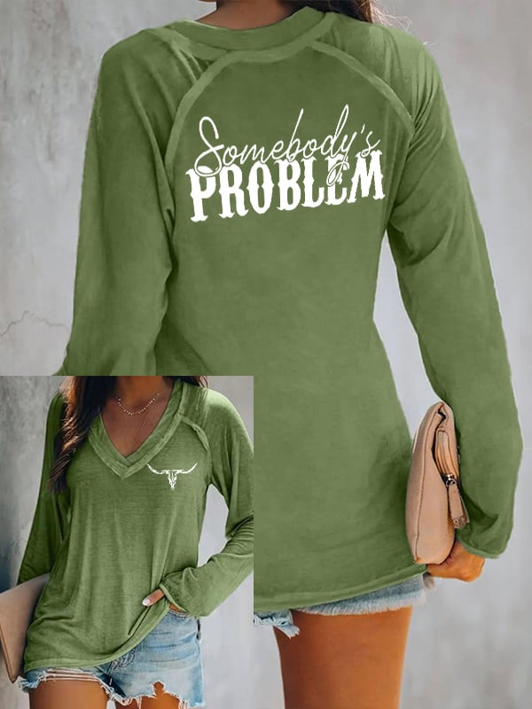 Morgan Wallen Merch Somebody's Problem V-Neck Long Sleeve Morgan Wallen Apparel Gift