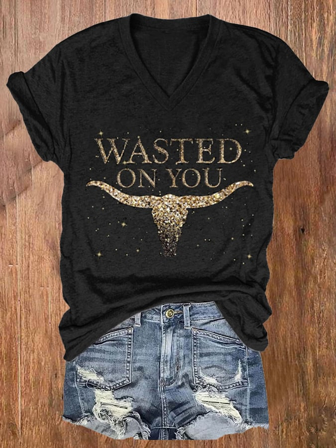 Morgan Wallen Merch Wasted On You V-Neck Shirt Unique Gift Ideas For Girlfriend