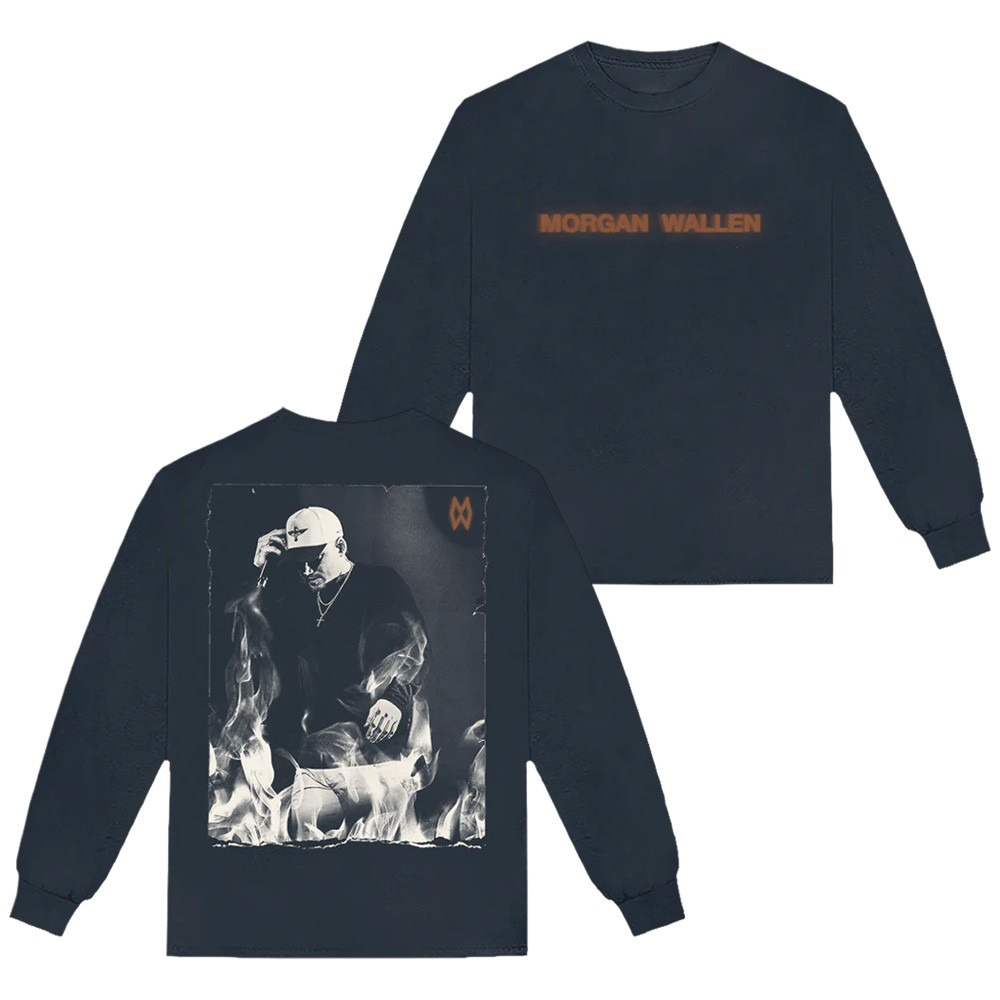 Morgan Wallen Tour 2025 Merch Sweatshirt Flames Live Photo Wallen Concert Fan Gifts