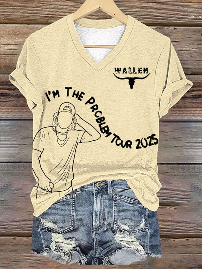 Morgan Wallen Tour 2026 Merch I'm The Problem Tour 2025 V-Neck Shirt Gift Ideas For Music Fans