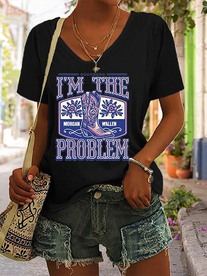 Morgan Wallen Tour 2026 Merch I'm The Problem V-Neck Shirt Gifts For Teens