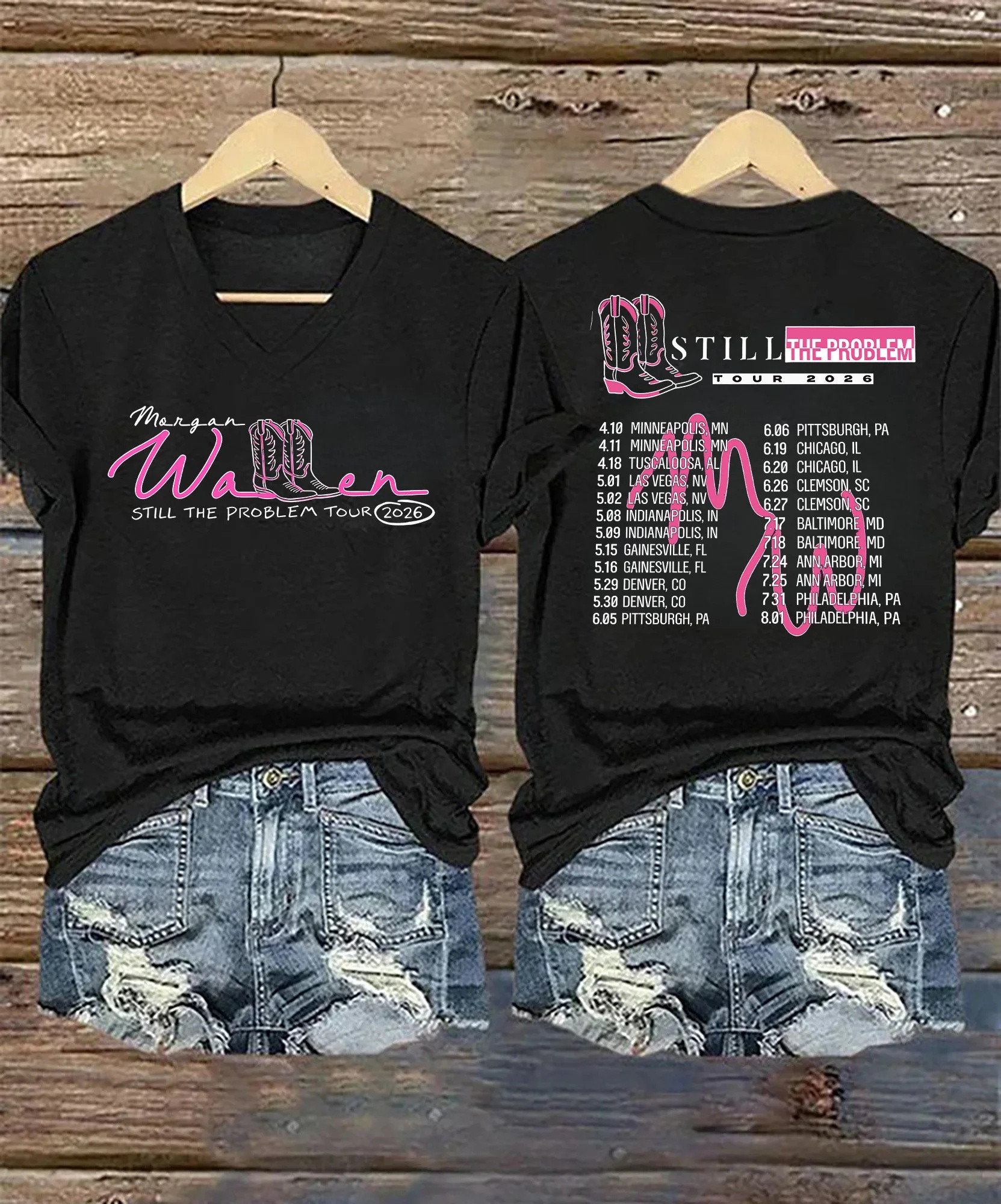 Morgan Wallen Tour 2026 V-Neck Shirt Morgan Wallen 2026 Tour Merch Great Gift For Mother's Day
