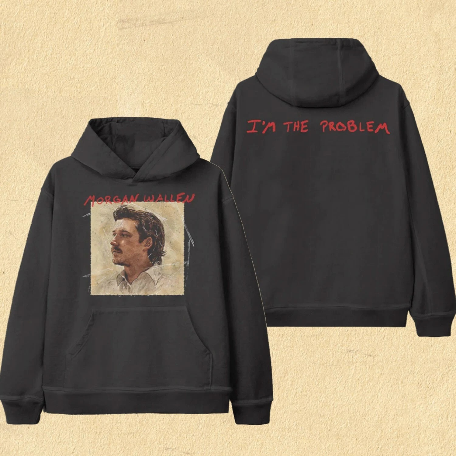 Morgan Wallen Tour Merch 2025 I'M The Problem Album Cover Black Hoodie Best Gift For Music Lovers