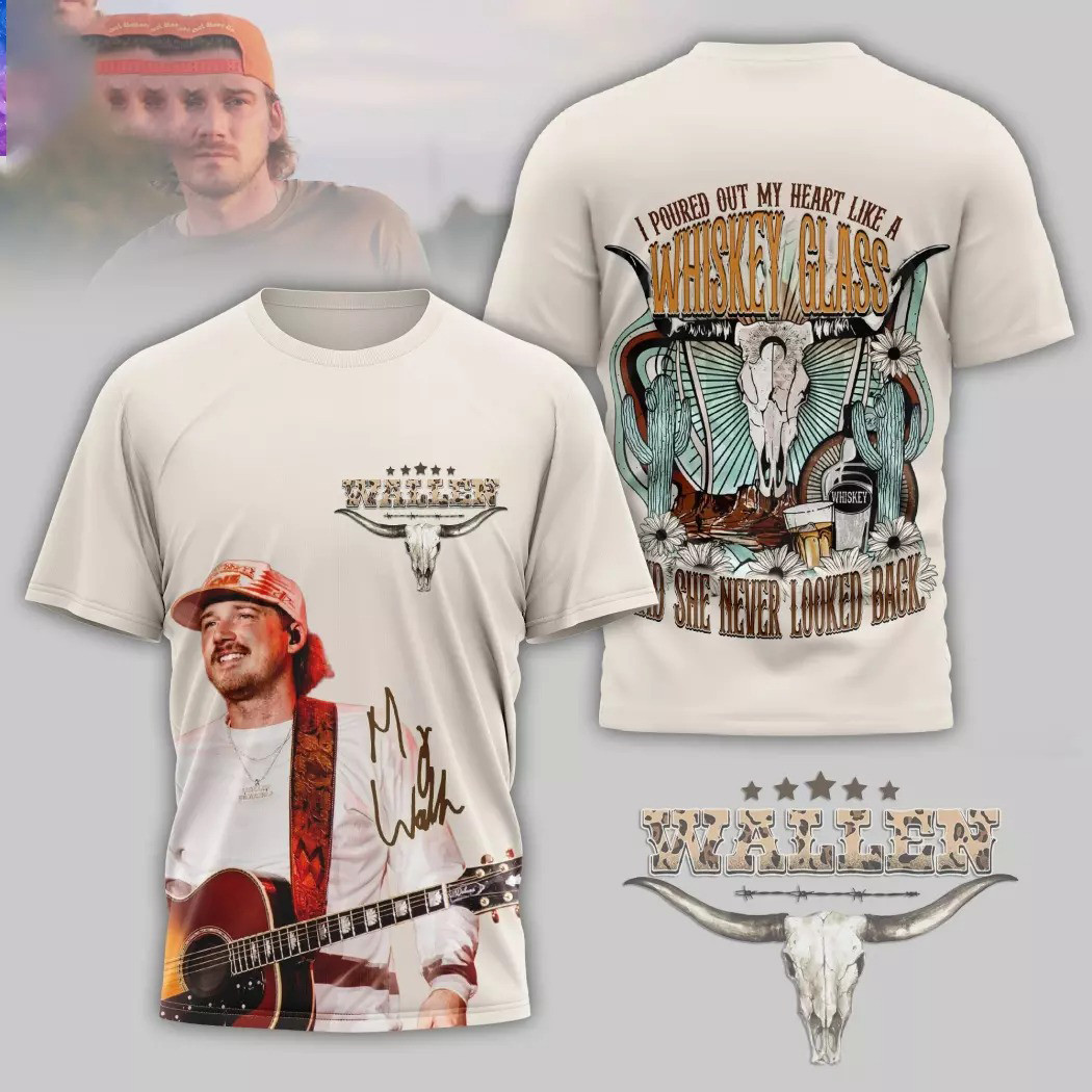 Morgan Wallen Whiskey Glasses Signature 3D T-Shirt Gift For Morgan Wallen Fans