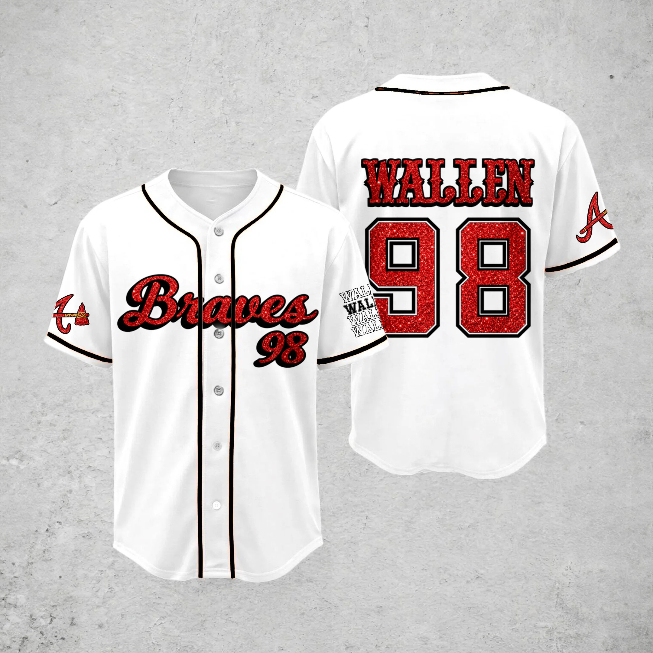 Morgan Wallen x Atlanta Braves 98 Baseball Jersey Morgan Wallen Tour Merch Music Fans Gifts