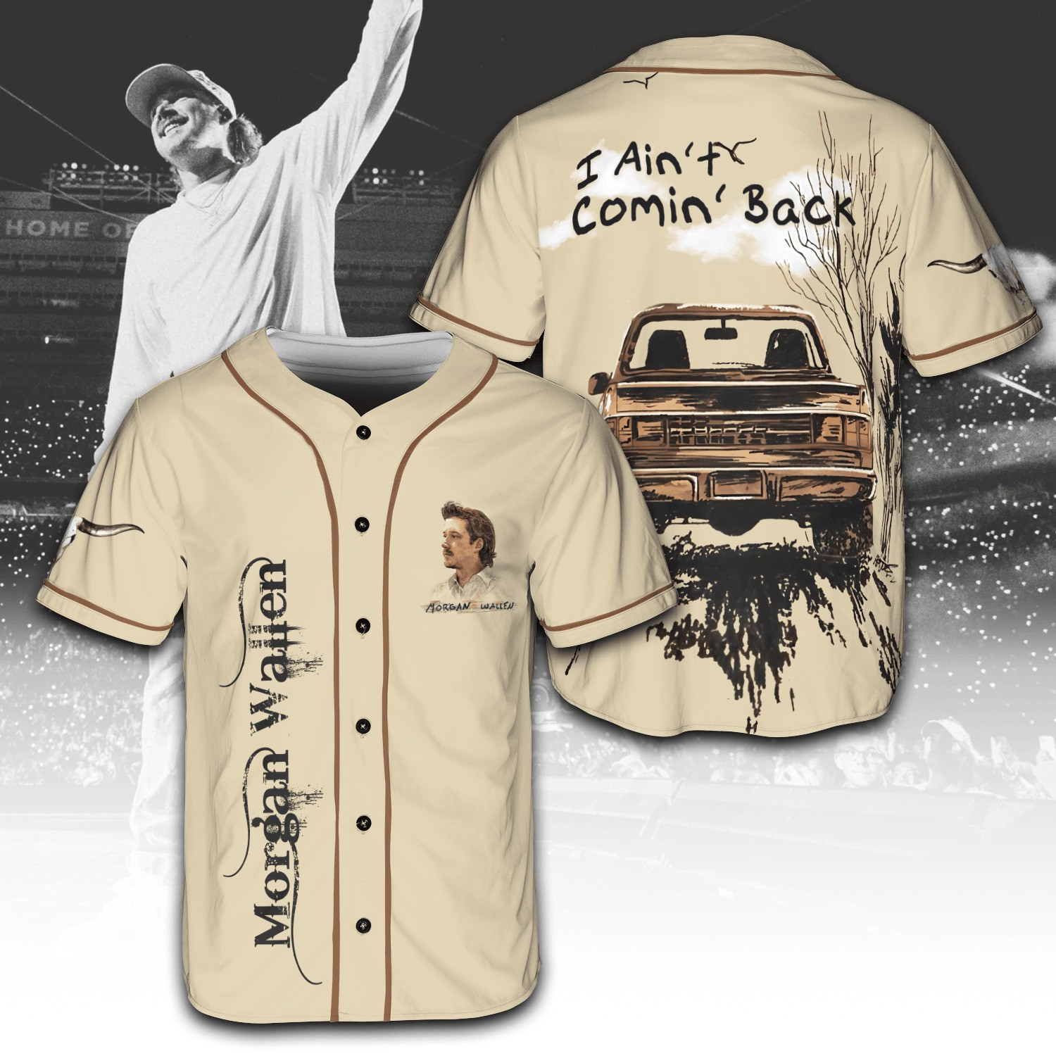 Morgan Wallen x Post Malone I Ain't Coming Back Baseball Jersey Perfect Morgan Wallen Fans Merch Tour 2025