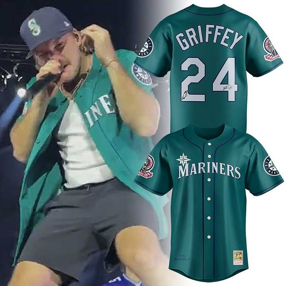 Morgan Wallen x Seattle Mariners 1995 Ken Griffey JR Signature Jersey Special Gift For Baseball Supporters