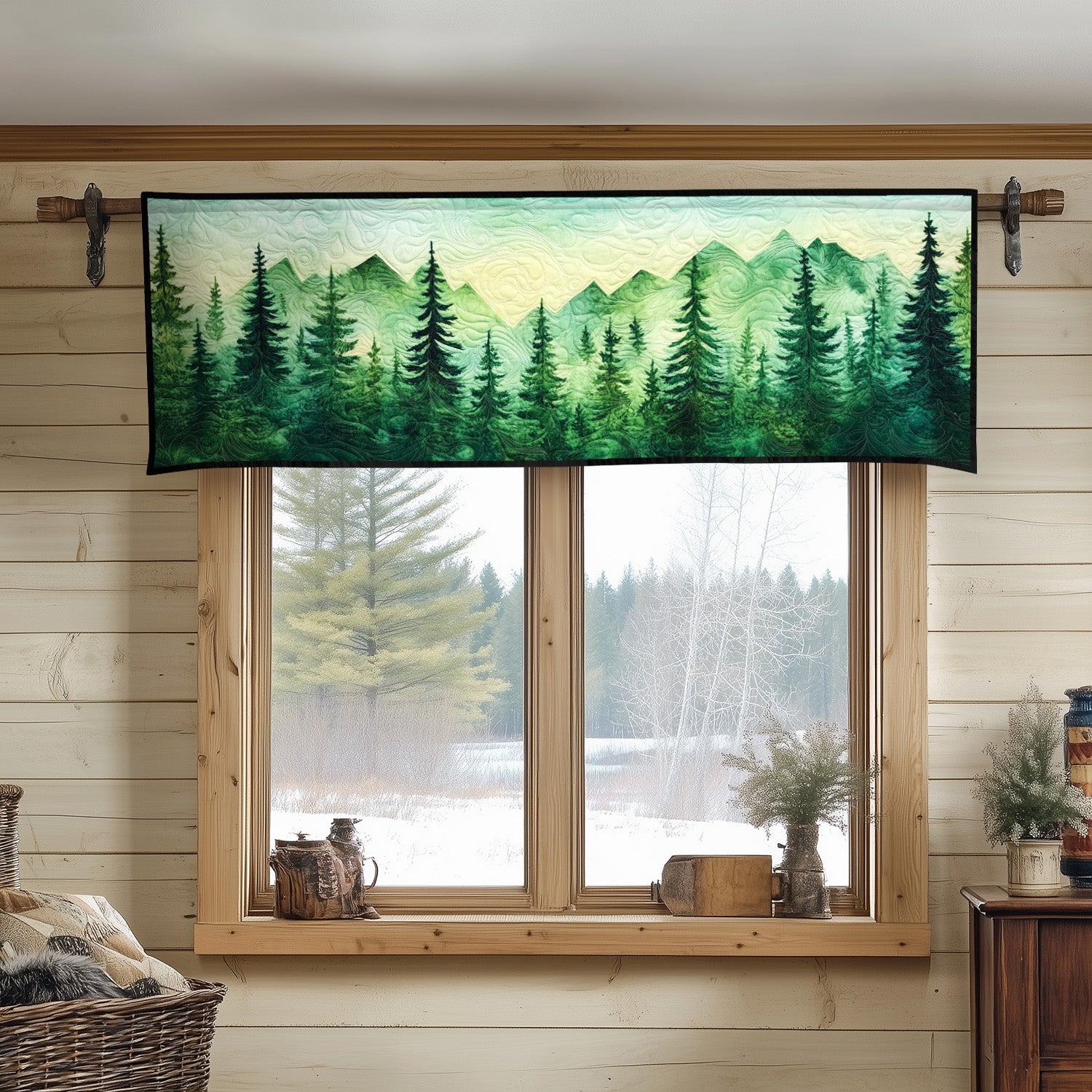 Morning Ascent Quilted Valance Christmas Home Dec Gifts For Forest Lovers