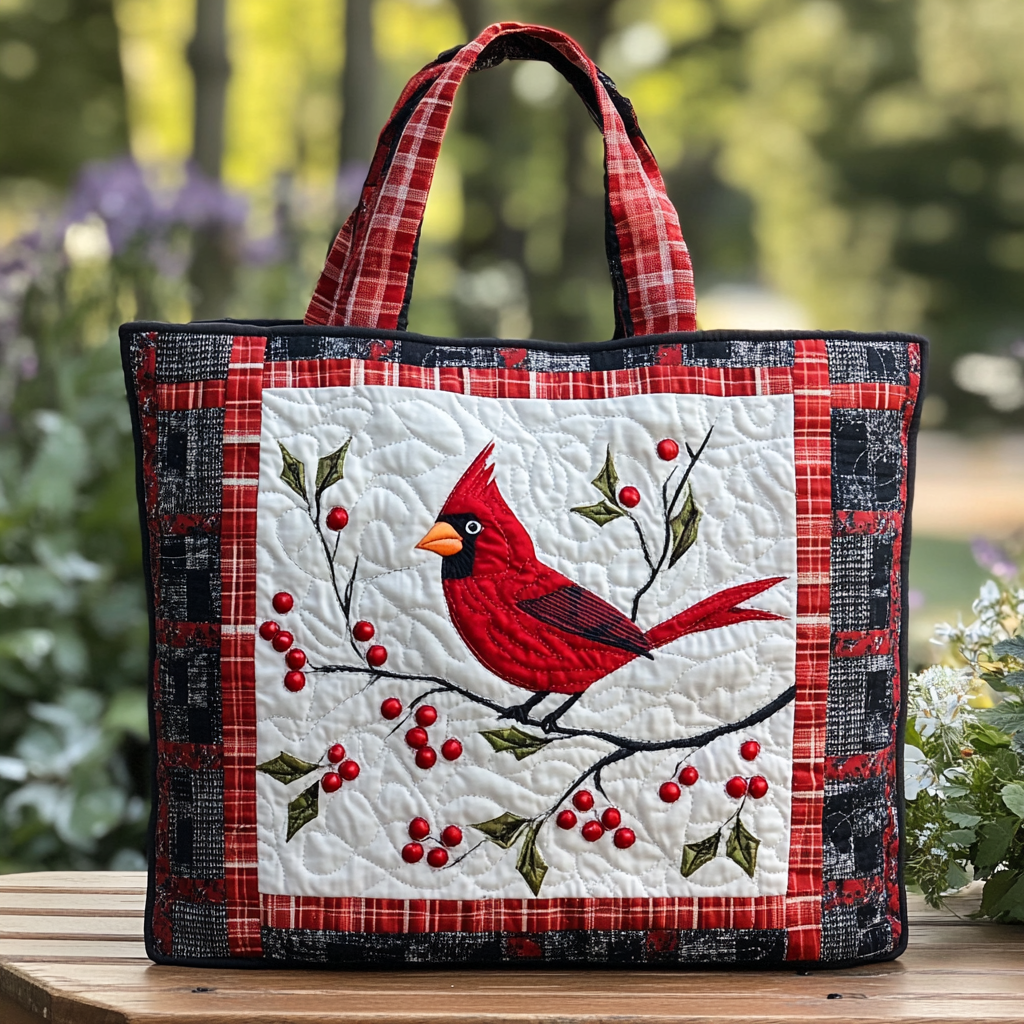 Morning Cardinal Quilted Tote Bag Red Cardinal Gifts Ideas