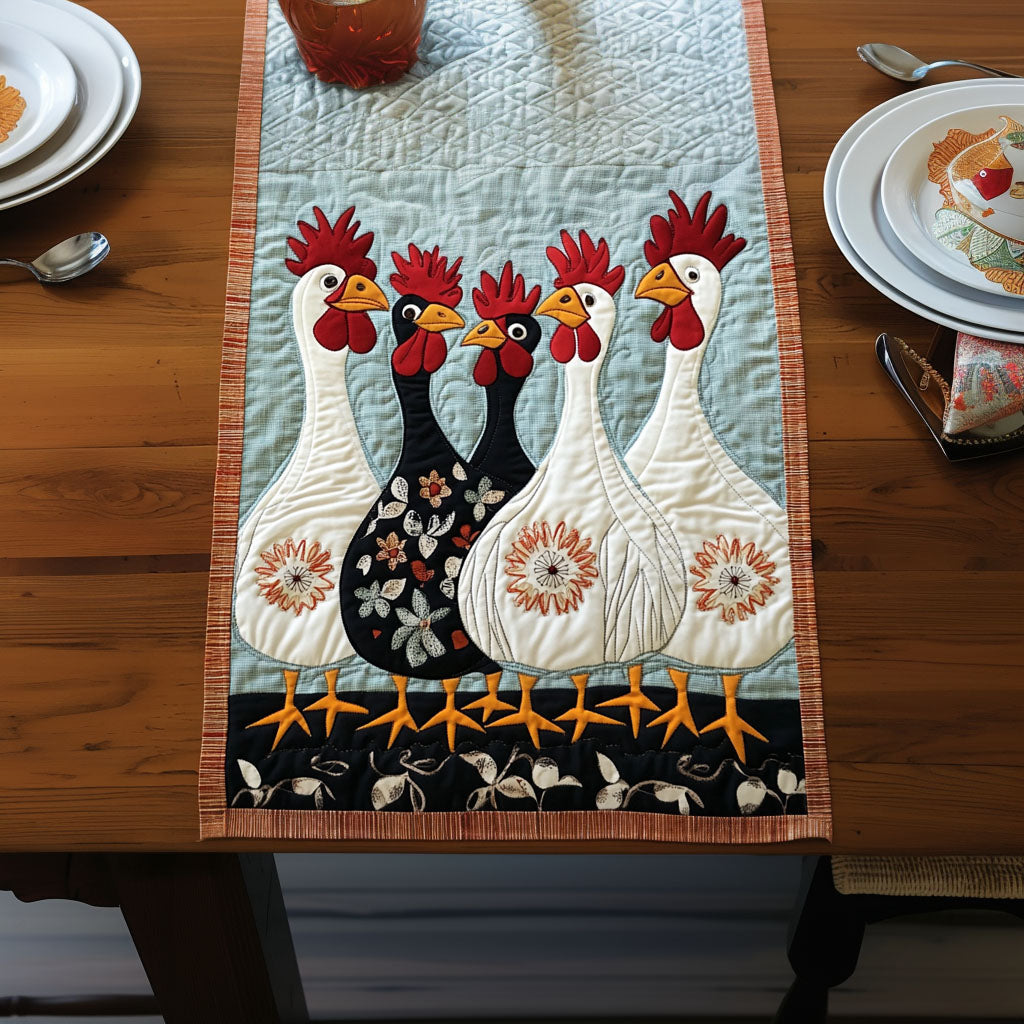Morning Crow Comfort Quilted Table Runner Kitchen Table Decor Presents For Chicken Lovers
