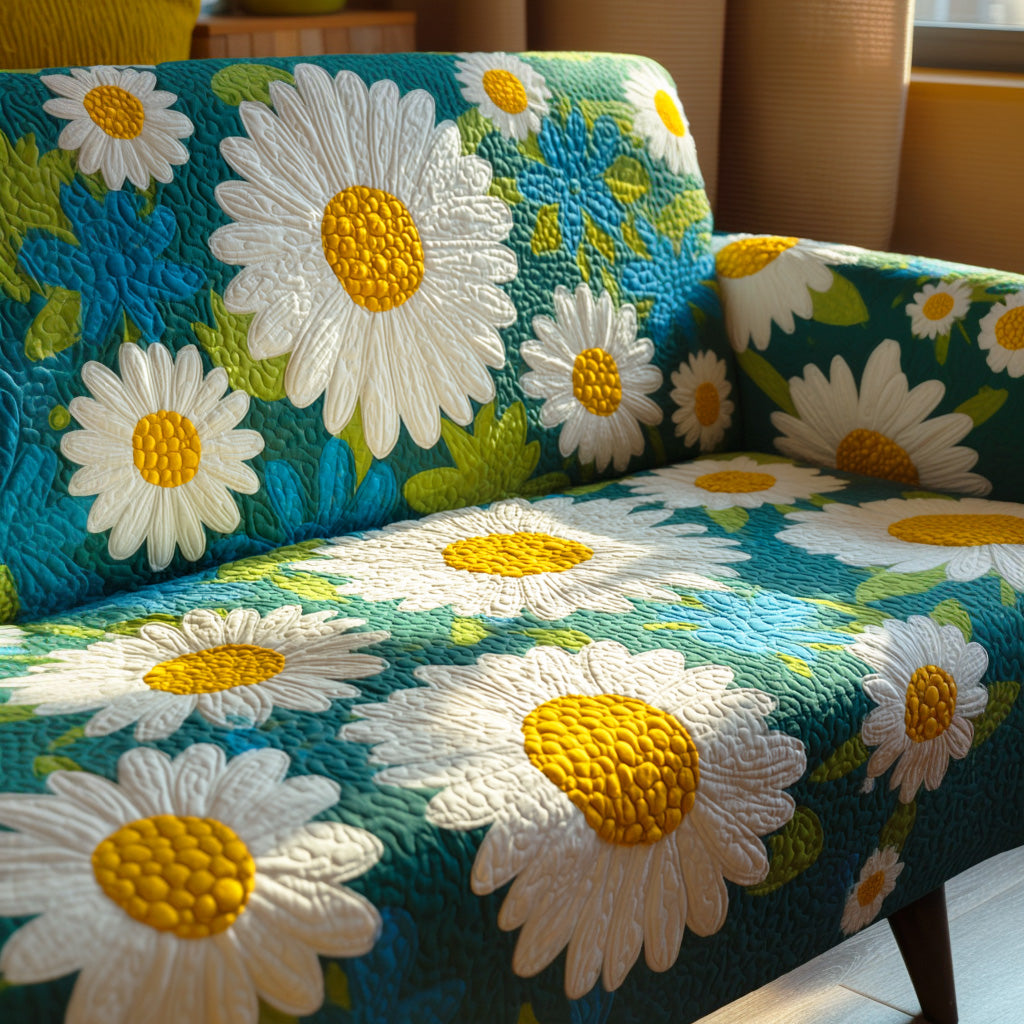 Morning Daisy Path Quilted Sofa Cover Home Decor Unique Gifts For Family