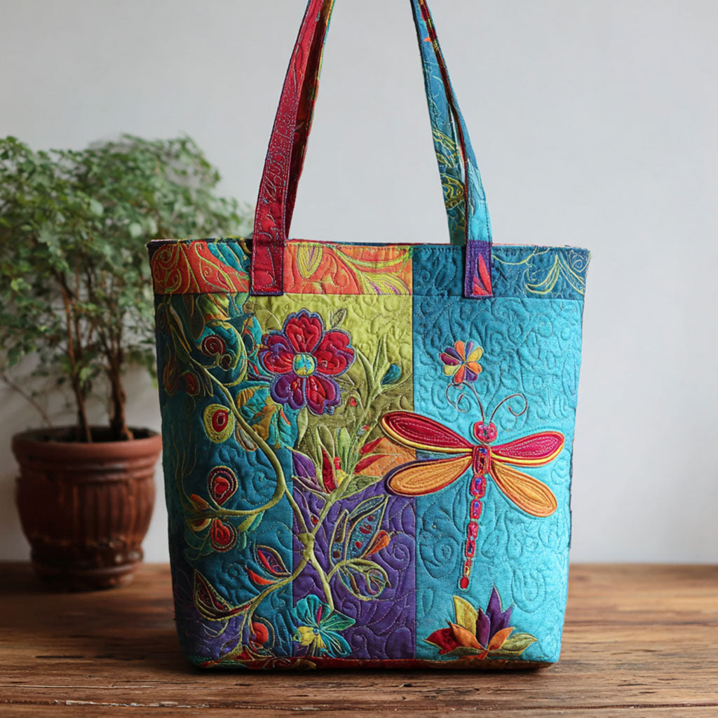 Morning Drift Quilted Tote Bag Dragonfly Themed Gifts