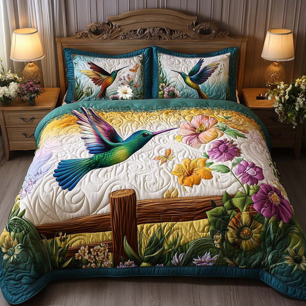 Morning Flutter Quilted Bedding Set Butterfly Floral Bedroom Decor Gift For Butterfly Lovers