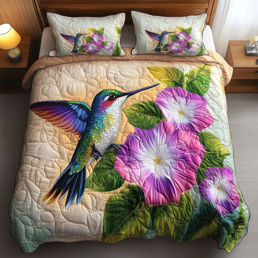 Morning Glory Flight Quilted Bedding Set Christmas Bedroom Decor Ideas Unusual Hummingbird Gifts