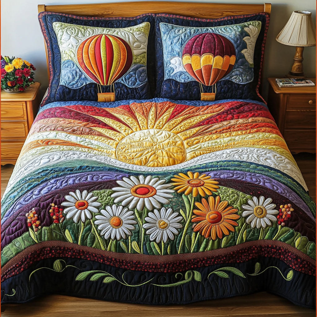Morning Glory Skies Quilted Bedding Set Bedroom Decor Ideas Sky Air Balloon Theme Items