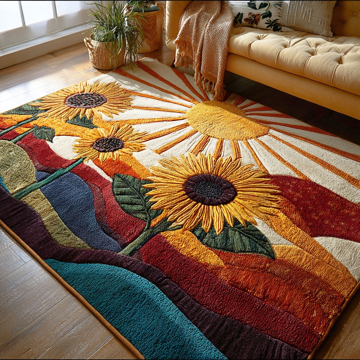 Morning Glow Area Rug Dining Table Decor Ocean Themed Presents