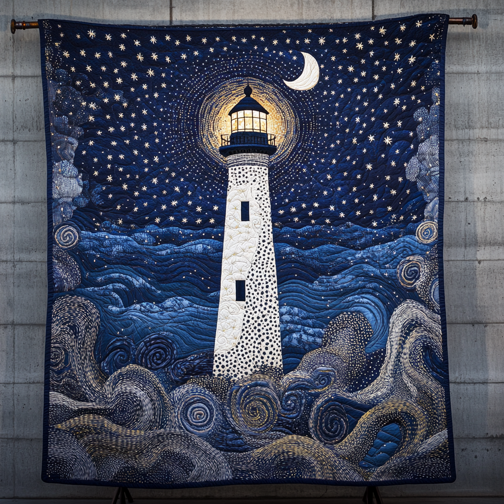 Morning Glow Lighthouse Quilted Blanket Christmas Soft Blanket