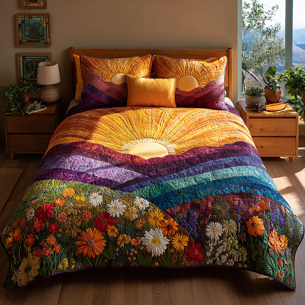 Morning Glow Quilted Bedding Set Cool Bedroom Decor Best Christmas Gifts