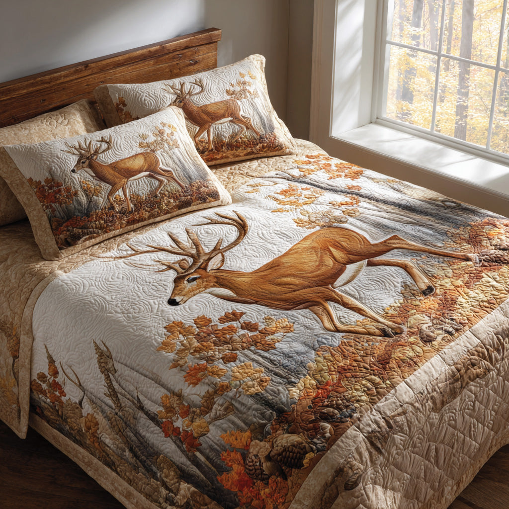 Morning Light Deer Quilted Bedding Set Bed Decorations Top Gifts For Deer Hunters