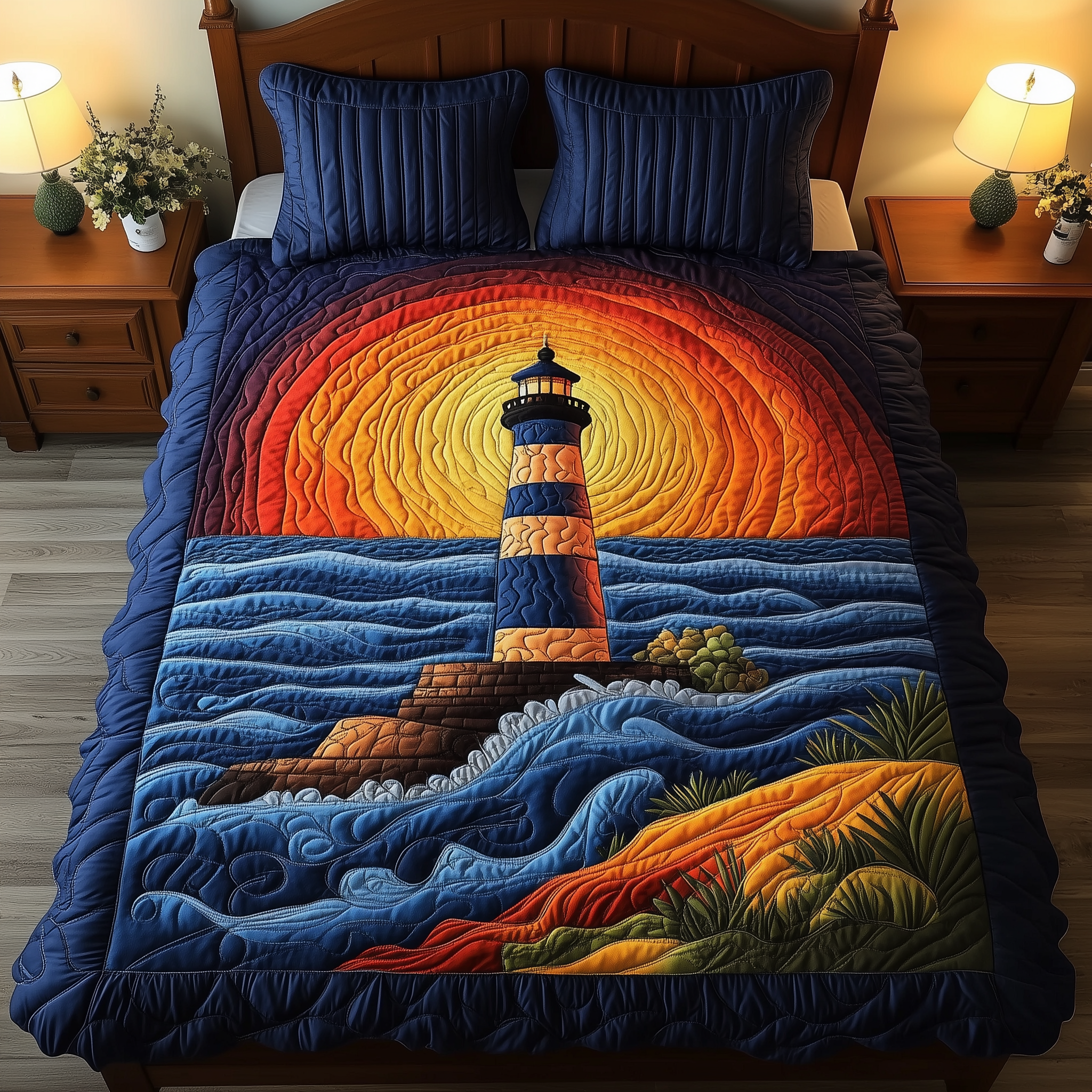 Morning Lightkeeper Quilted Bedding Set Elegant Bedding Set Gift for Newlyweds