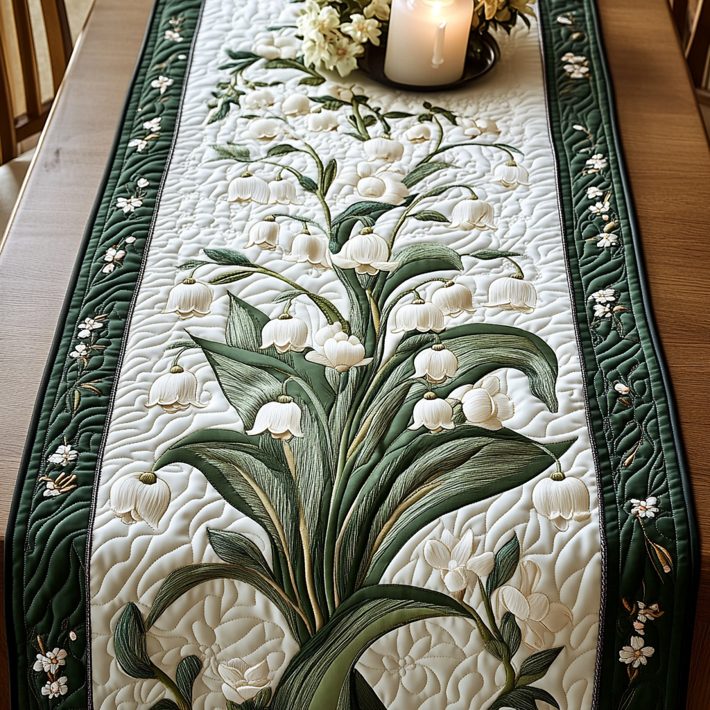 Morning Lily Quilted Table Runner Dinner Table Decor Ideas Flower Lily Presents Gifts