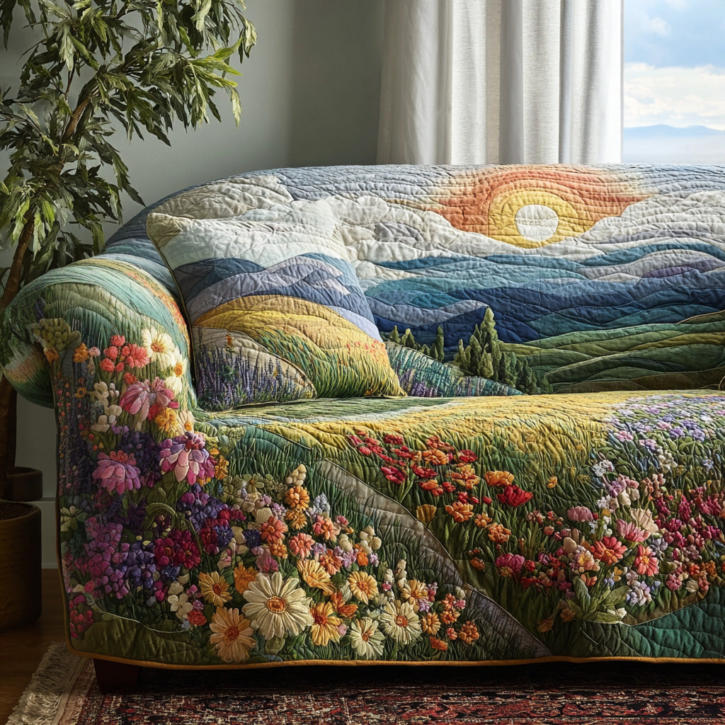Morning Meadow Light Quilted Sofa Cover Holiday Couch Covers Unique Gifts For Family