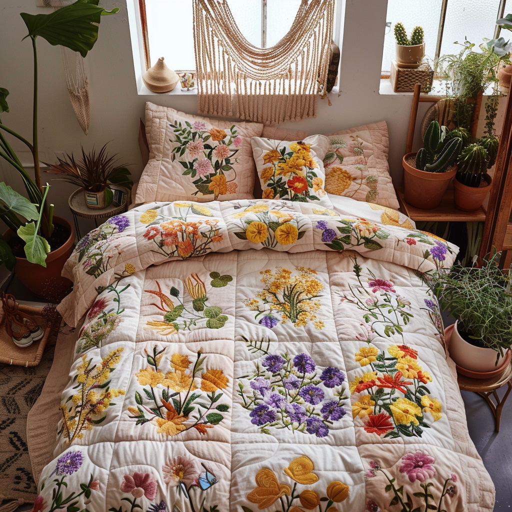 Morning Meadow Quilted Bedding Set Bed Decor Ideas Christmas Floral Gifts