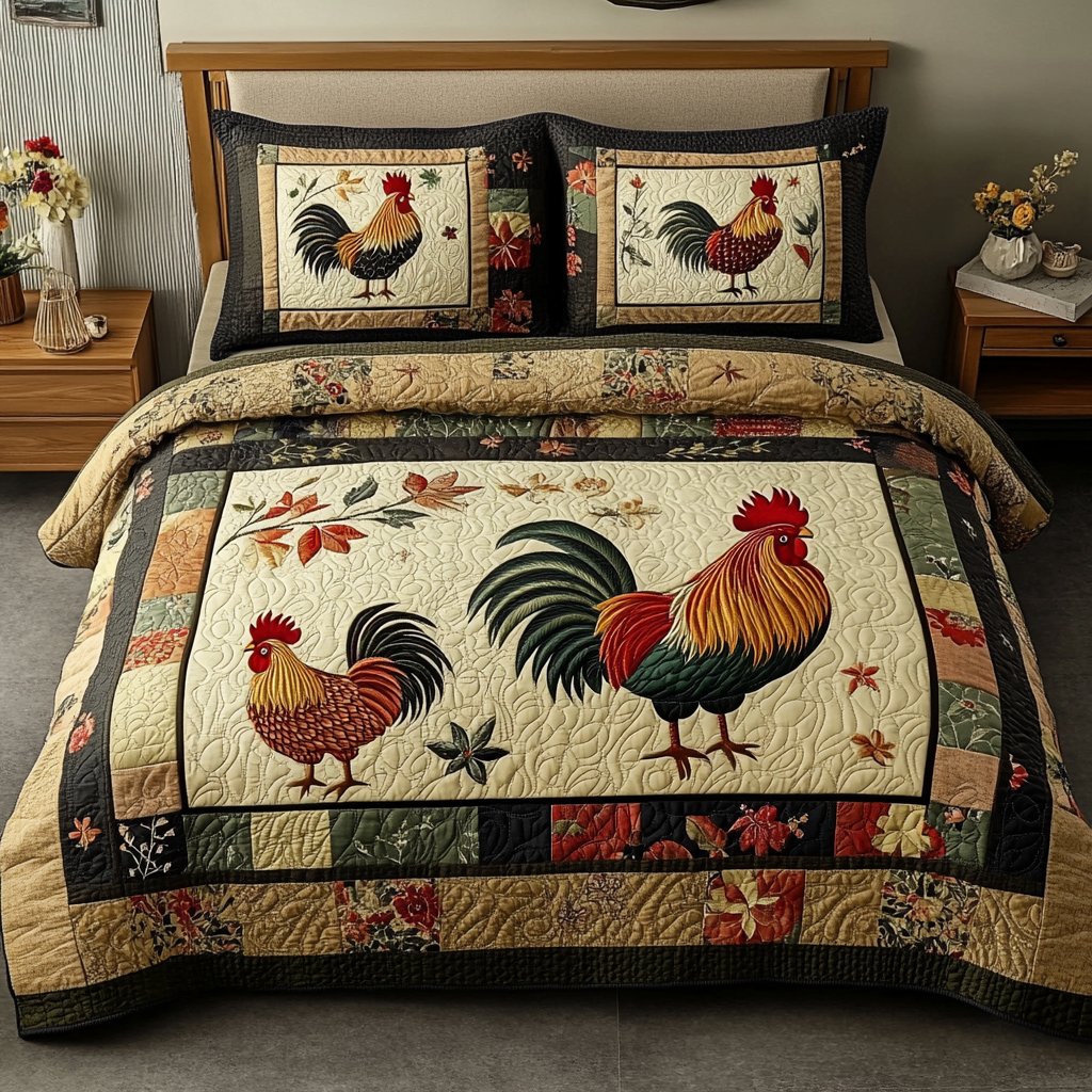 Morning Pride Quilted Bedding Set Soft Bed Sheet and Pillowcase Set for Relaxing Nights