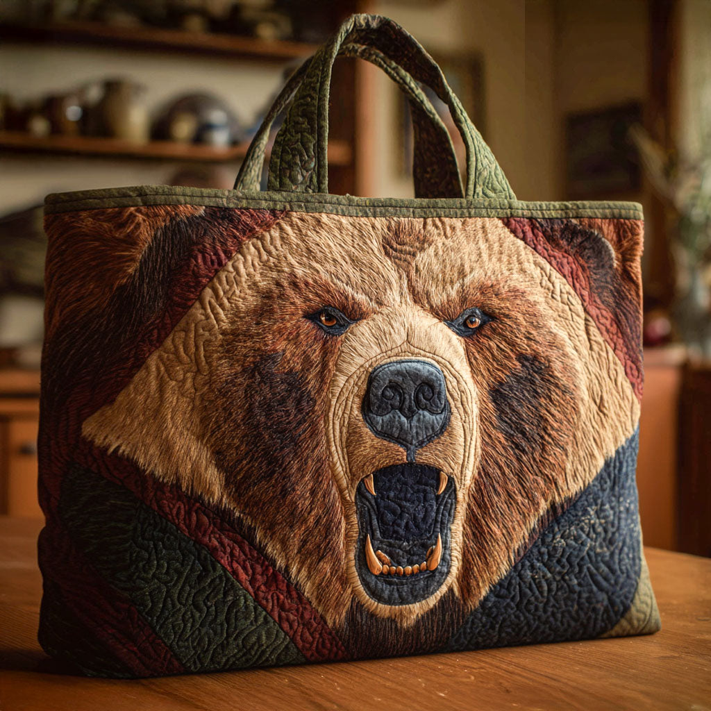 Morning Roar Quilted Tote Bag Best Gifts For Bear Lovers Men