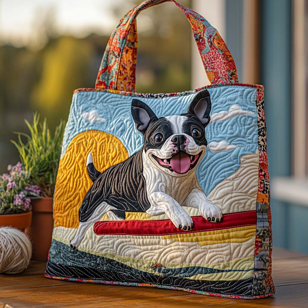 Morning Run Quilted Tote Bag Cute Themed Dog Gift Ideas