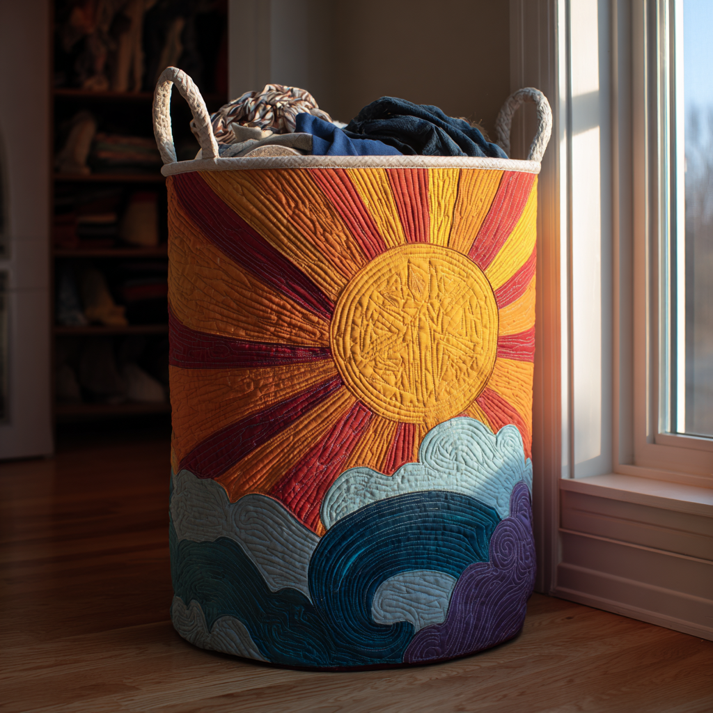 Morning Shine Quilted Laundry Basket Creative Gift For Family