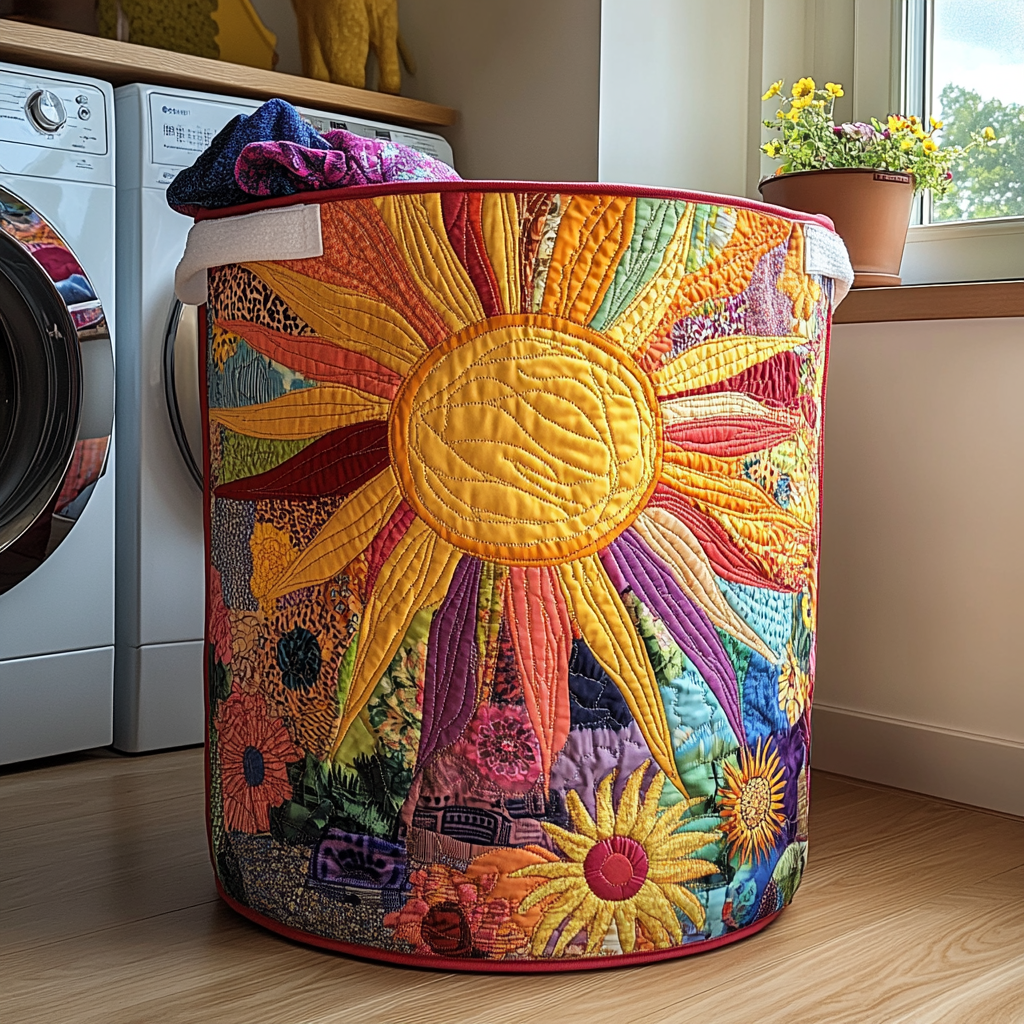Morning Shine Quilted Laundry Basket New Year Merch Gift