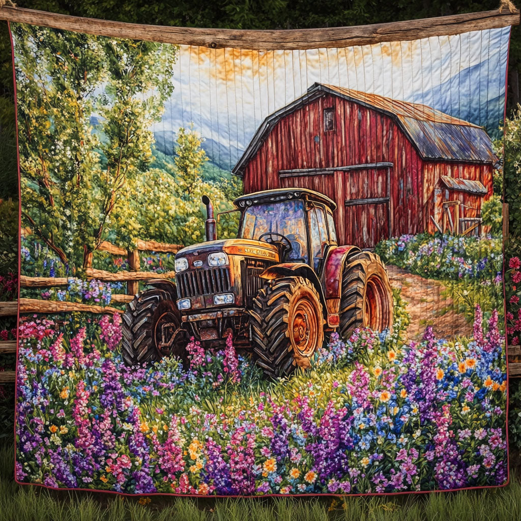 Morning Sun Tractor Quilted Blanket Holiday Throw Blanket Tractor Gifts For Dad