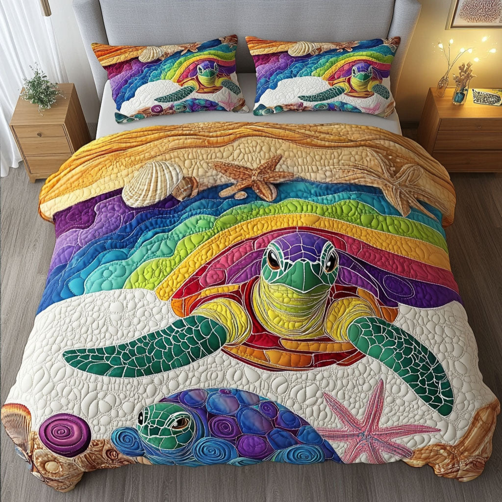 Morning Tide Quilted Bedding Set Best Comforter Sets Gifts For Sea Turtle Lovers
