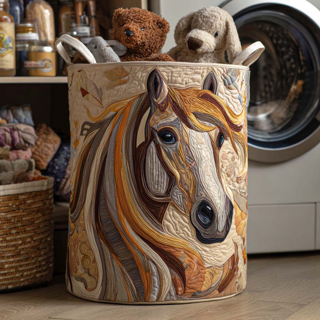 Morning Trot Quilted Laundry Basket Merch For Kids