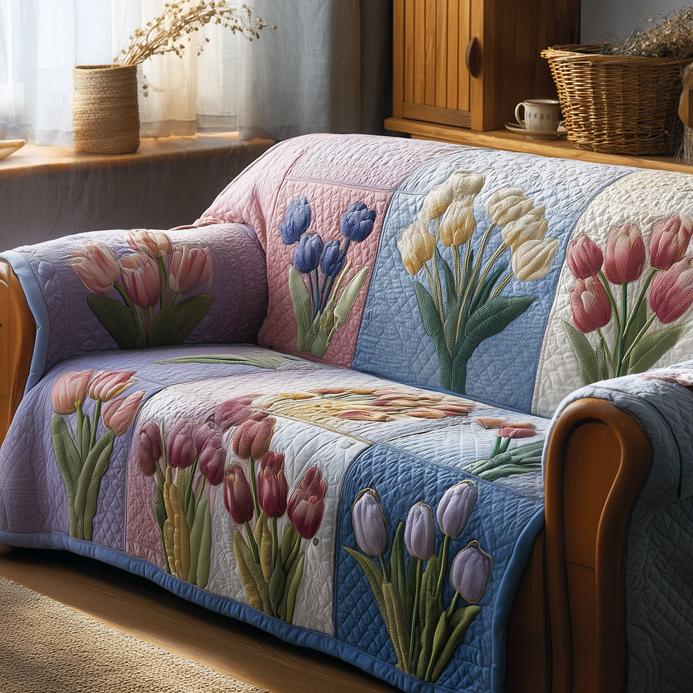 Morning Tulip Mist Quilted Sofa Cover Holiday Couch Covers Gift Ideas For Friends