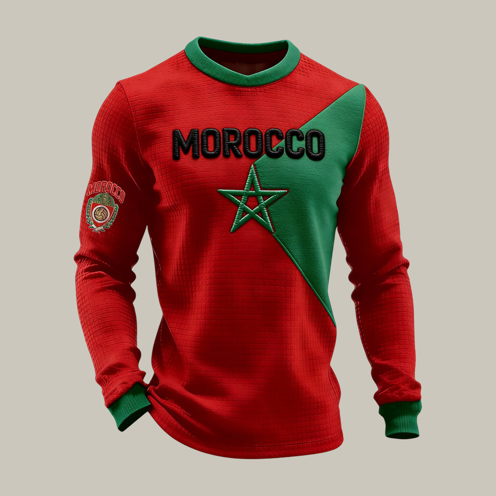 Morocco 2026 FIFA World Cup Long Sleeve Shirt Soccer Apparel Gift For Dad Birthday