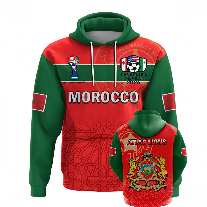 Morocco Atlas Lions Hoodie 2026 FIFA World Cup Hooded Sweatshirt Fan Gear