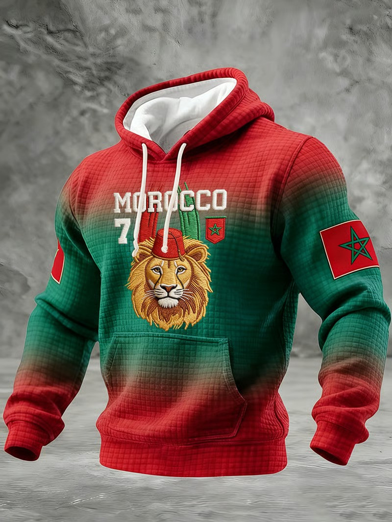Morocco Atlas Lions Waffle Hoodie World Cup 2026 Soccer Fan Gear Football Gift For Morocco Fans